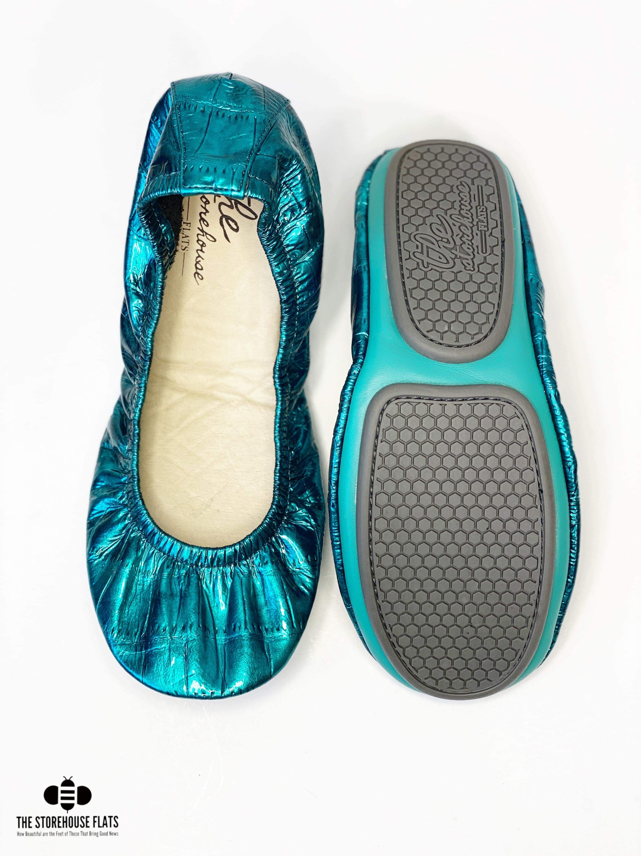 Flat teal shoes online